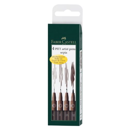 Picture of Faber Castell Pitt Artist Pens Sepia Pack of 4