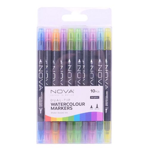 Picture of Nova Watercolour Markers, Set of 10 with dual tip  Rainbow Brights