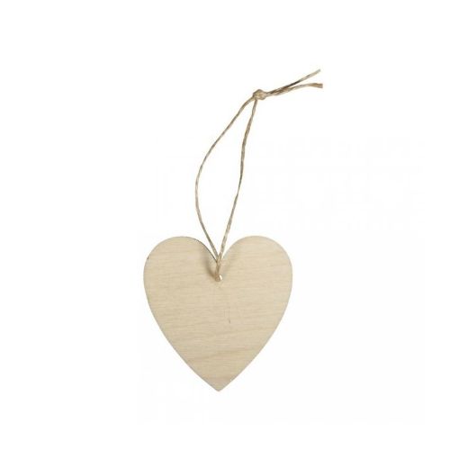 Picture of Wooden Hanger Heart 7x6.5x0.3cm, 6 pieces
