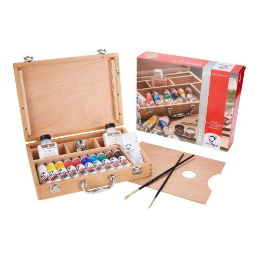 Picture of Van Gogh Acrylic Colour Wooden Box Basic - 10x40ml and Accessories