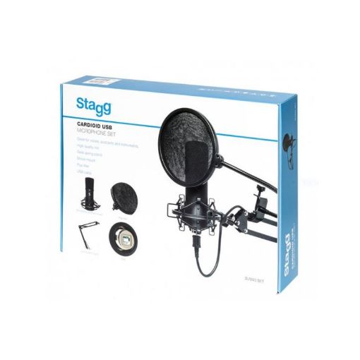 Picture of Stagg Cardioid USB Microphone Set w Microphone, Stand, Shock Mount, Pop Filter & USB Cable