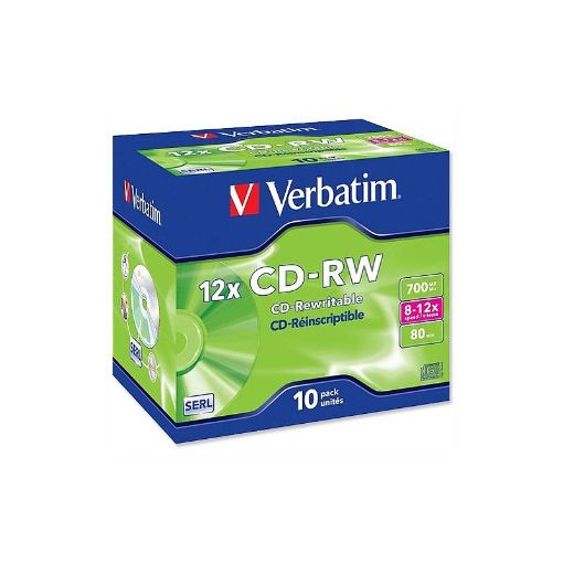 Picture of Verbatim CD-RW Rewritable Disc 700mb/80m  (Box of 10 jewel indivual cased CD's)