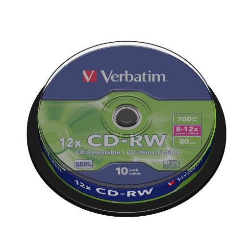 Picture of Verbatim Rewritable Disc 700mb/80 Spindle (Pack of 10)