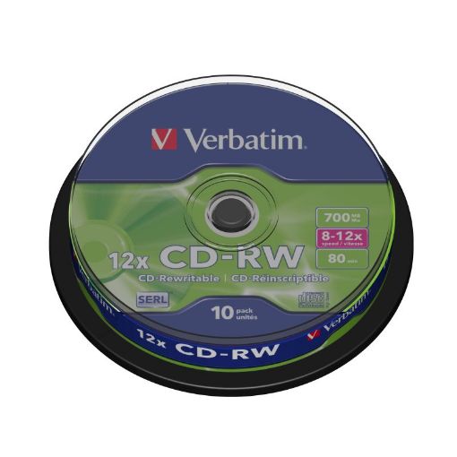 Picture of Verbatim Rewritable Disc 700mb/80 Spindle 10 CD