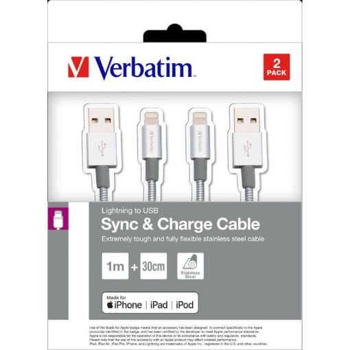 Picture of Verbatim Sync & Charge Lighting to USB Cable 2 Pack