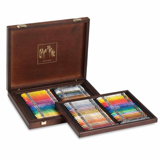 Picture of Caran d'Ache Set of 40 Neocolor I Wax Pastels & 40 Neocolor II Water-Soluble Water-soluble Pastels