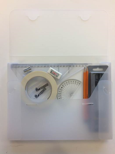Picture of Strong Poly Box with 2 Part Compass, Tape & SG Set Squares