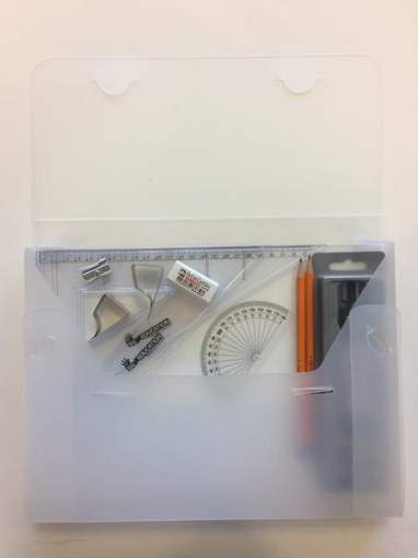 Picture of Strong Poly Box with 2 Part Compass, Clips & SG Set Squares  