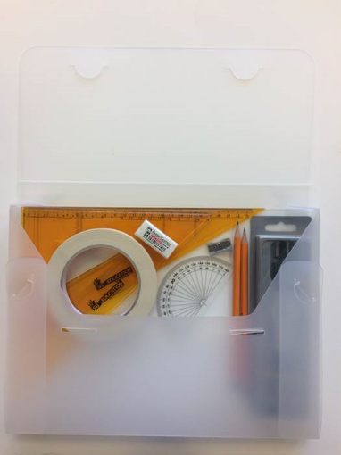 Picture of Strong Poly Box with 2 Part Compass, Tape & SG Strong Set Squares