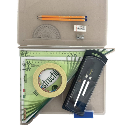 Picture of Tuff Box with Clutch Pencil Compass, Tape & Elastika Set Squares