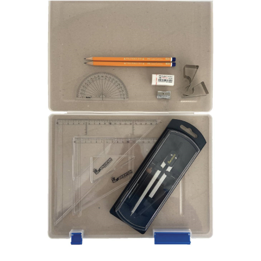 Picture of Tuff Box with Clutch Pencil Compass, Clips & SG Set Squares  