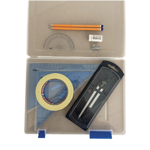 Picture of Tuff Box with Clutch Pencil Compass, Tape & Helix Set Squares