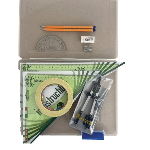 Picture of Tuff Box with Pen Holder Compass, Tape & Elastika Set Squares