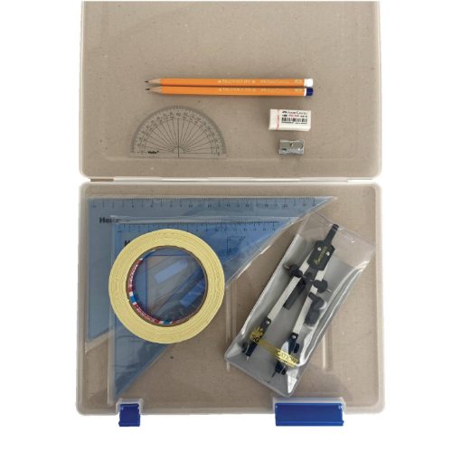 Picture of Tuff Box with Pen Holder Compass, Tape & Helix Set Squares