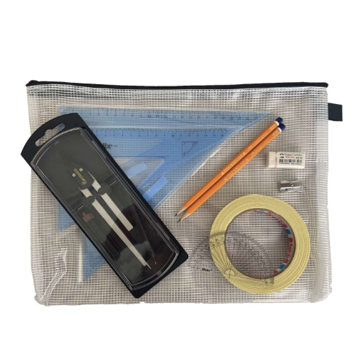 Picture of Pouch Bag with Clutch Pencil Compass, Tape & Helix Set Squares