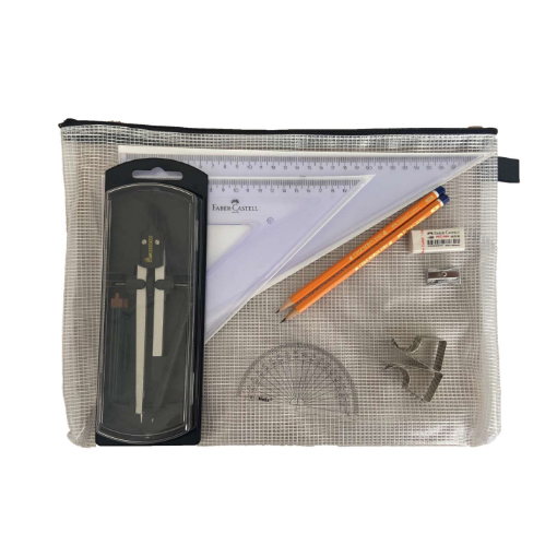 Picture of Pouch Bag with Clutch Pencil Compass, Clips & Faber Set Squares