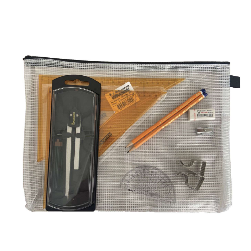 Picture of Pouch Bag with Clutch Pencil Compass, Clips & SG Strong Set Squares