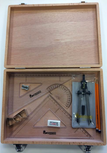 Picture of Wooden Box with Quick Release Compass, Clips & SG Set Squares