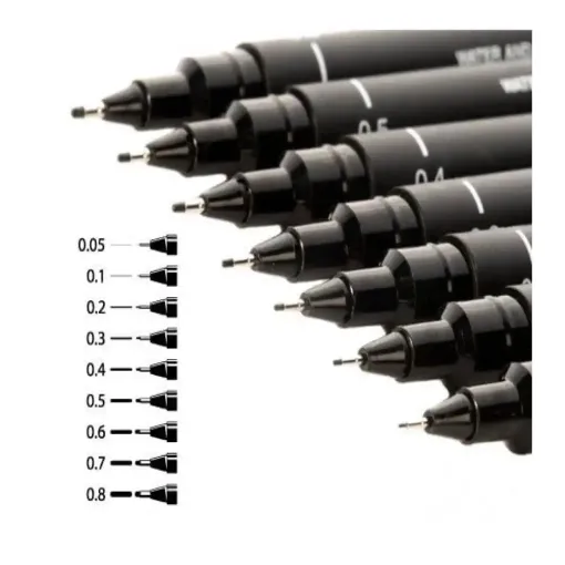 Picture of UniPin Black Fine Liner Pens Range of Sizes