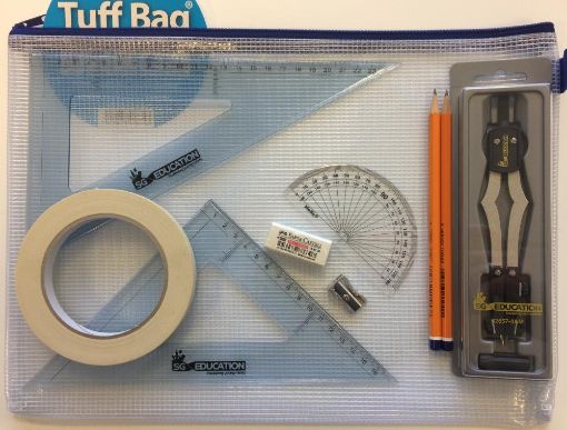 Picture of Pouch Bag with 2 Part Compass, Tape & SG Set Squares (0 at Edge)