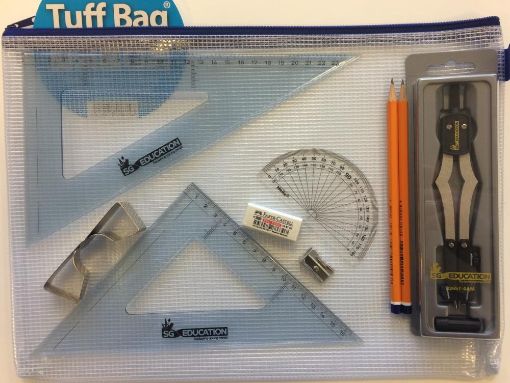 Picture of Pouch Bag with 2Part Compass, Clips & SG Set Squares (0 at Edge)