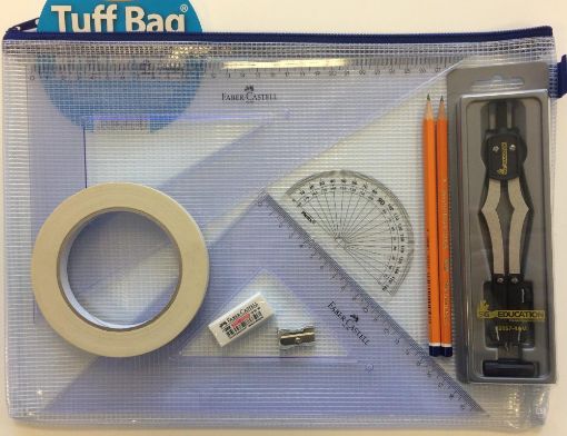 Picture of Pouch Bag with 2 Part Compass, Tape & Faber Squares