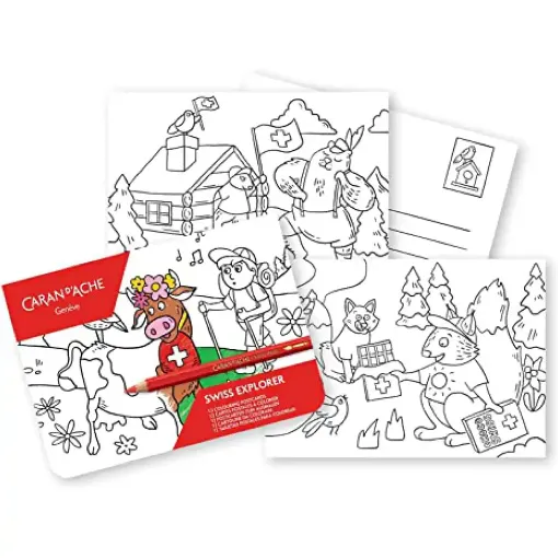 Picture of Caran d'Ache Swiss Explorer Colouring Postcards