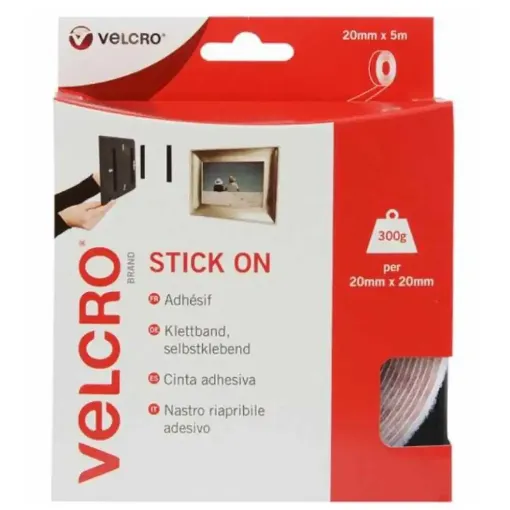 Picture of Velcro Stick On Tape White 20mmx5m