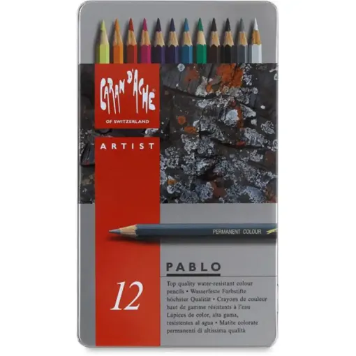 Picture of Caran d'Ache Pablo Coloured Pencils Tin of 12