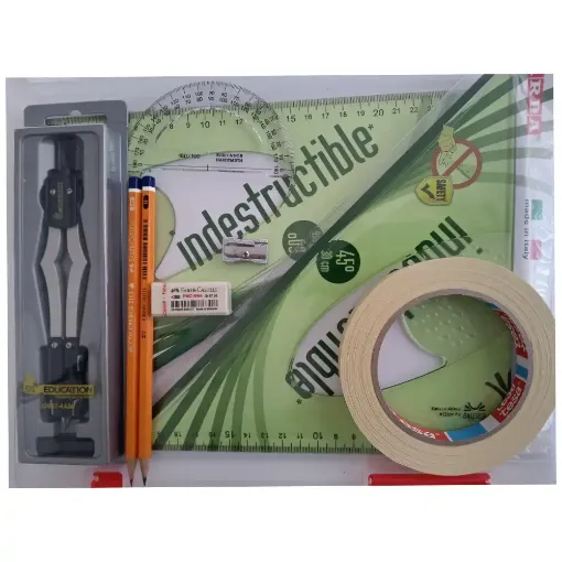 Picture of Tuff Box with 2 Part Compass, Tape & Elastika Set Square