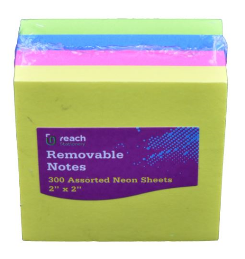 Picture of Post It Notes 2"x2" Assorted Neon Colours