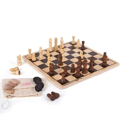 Picture of Chess & Draughts Set Wood