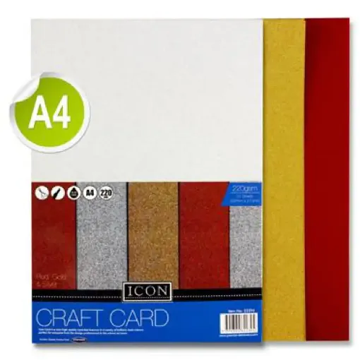 Picture of A4 220gsm Craft Card Glitter 10 Sheets