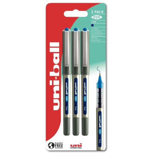Picture of Uni-ball Eye 157 Fine Pens Blue Pack of 3