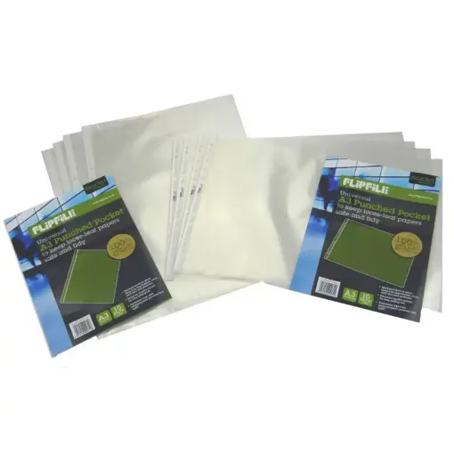 Picture of Flipfile A3 Punched Poly Pockets Portrait Pack of 50