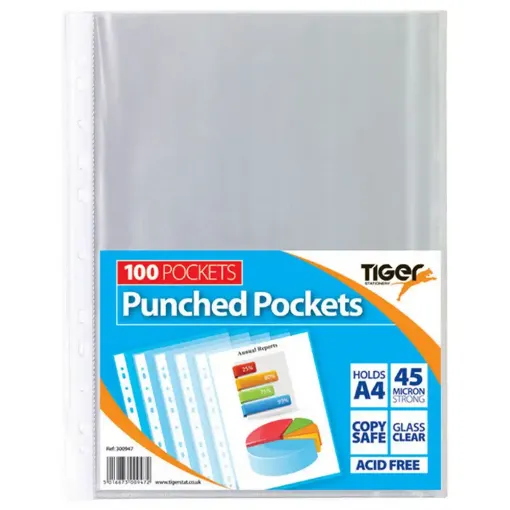 Picture of Tiger A4 Poly Pockets Clear Pack of 100