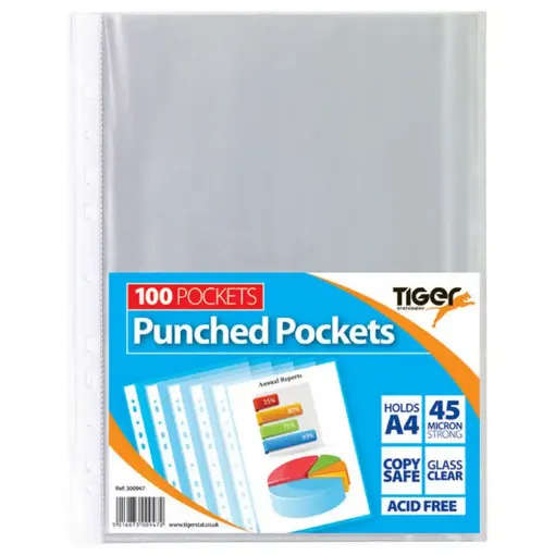 Picture of Tiger Poly Pockets Clear A4 100 Pack