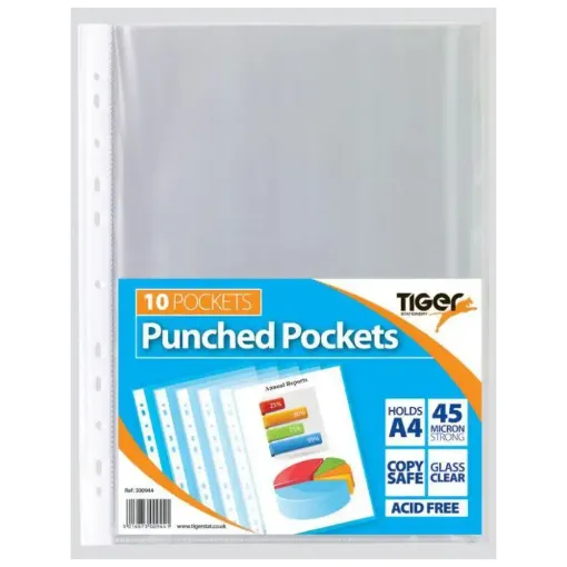 Picture of Tiger Poly Pockets Clear A4 10 Pack
