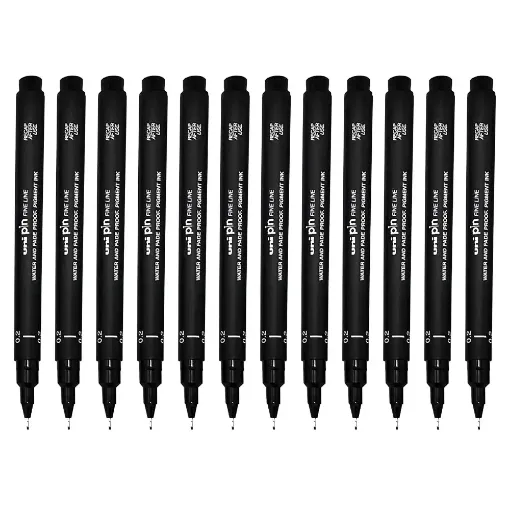 Picture of Unipin Fineline Markers Black Pack of 12