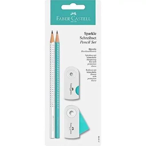 Picture of Faber Grip Sparkle Pencil Set with Sharpener & Eraser
