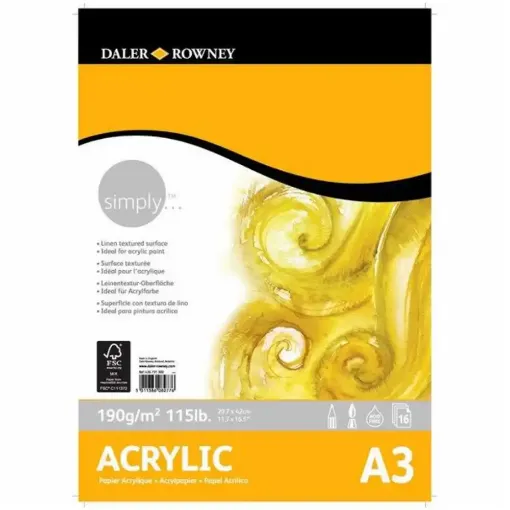 Picture of Simply A3 Acrylic Pad 190g 16 Sheets