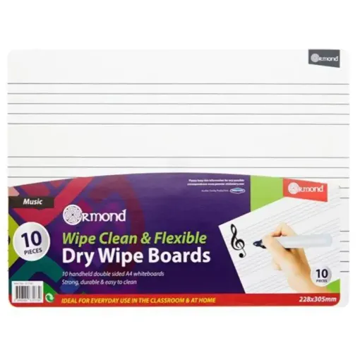 Picture of Dry Wipe Music Stave Board (Pack of 10)