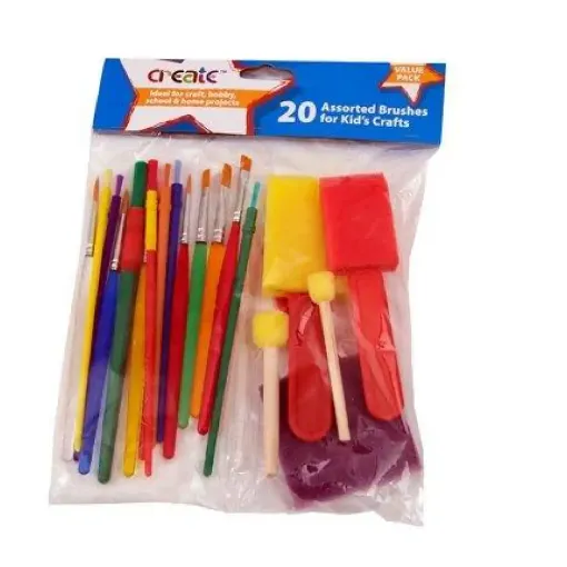 Picture of 20 Assorted Kids Paint Brushes