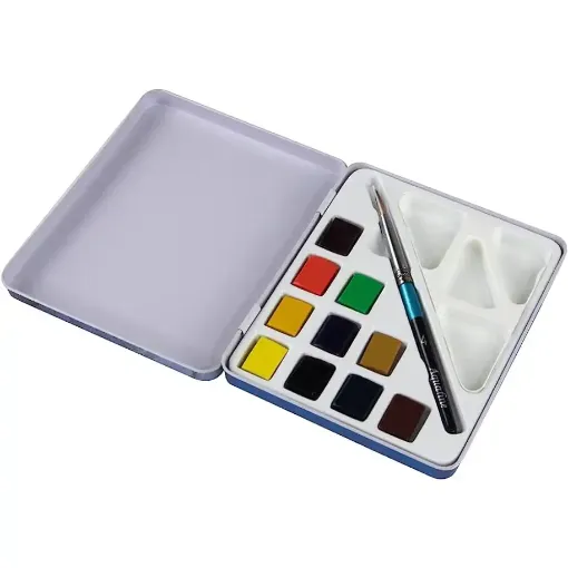 Picture of Daler Rowney Aquafine Mini Travel Tin 10 Half Pan Set