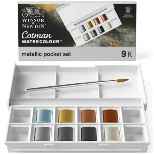 Picture of Cotman Watercolour 8 Half Pan Metallic Pocket Set