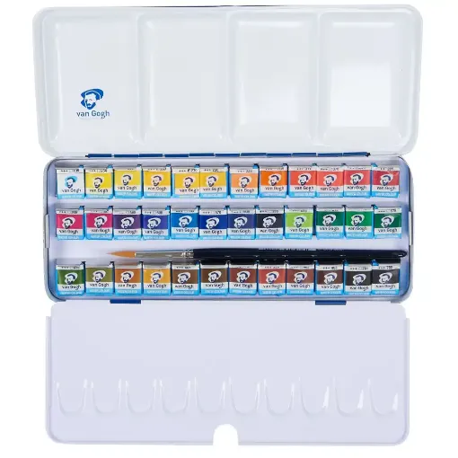 Picture of Van Gogh Watercolour Metal Case Set - 36 Half Pans and Brush