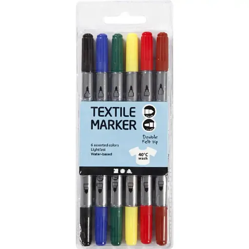 Picture of Fabric Textile Markers 6 Assorted Double Tip