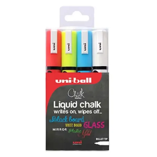 Picture of Uni Chalk PWE Chisel Tip 8mm Markers Set of 4