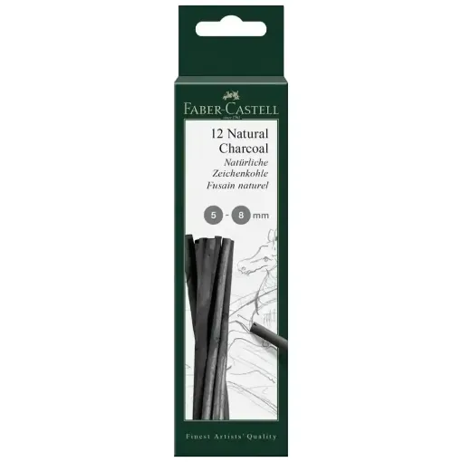 Picture of Faber Pitt Natural Charcoal Sticks 5-8mm (Pack of 12)