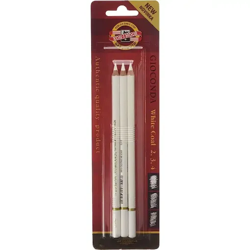 Picture of Koh-I-Noor  Gioconda  Extra White Coal Pencils 3 Pack